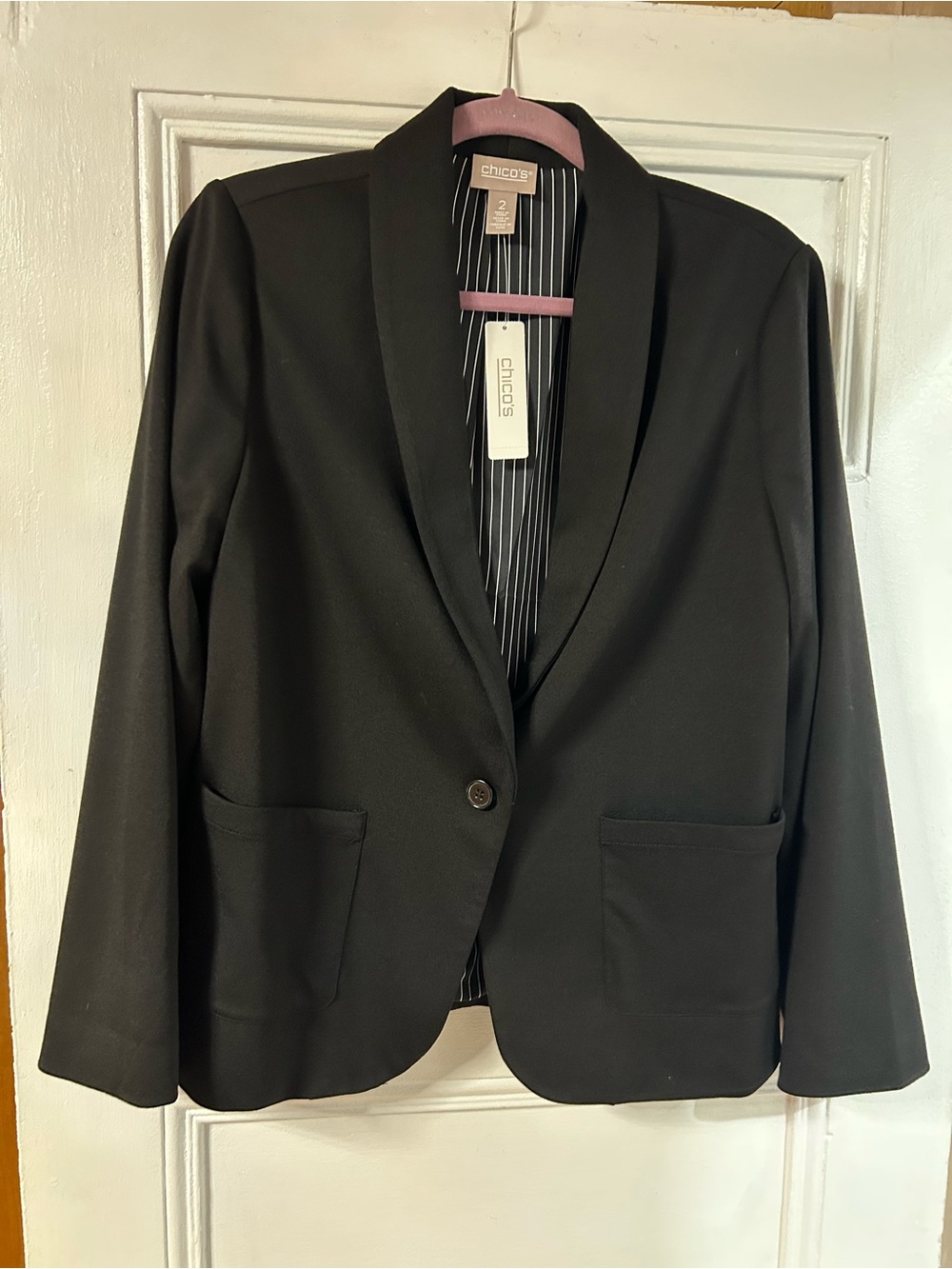 Chico's Black Single-Button Shawl Collar Blazer